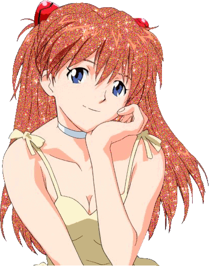asuka from evangelion with sparkly hair